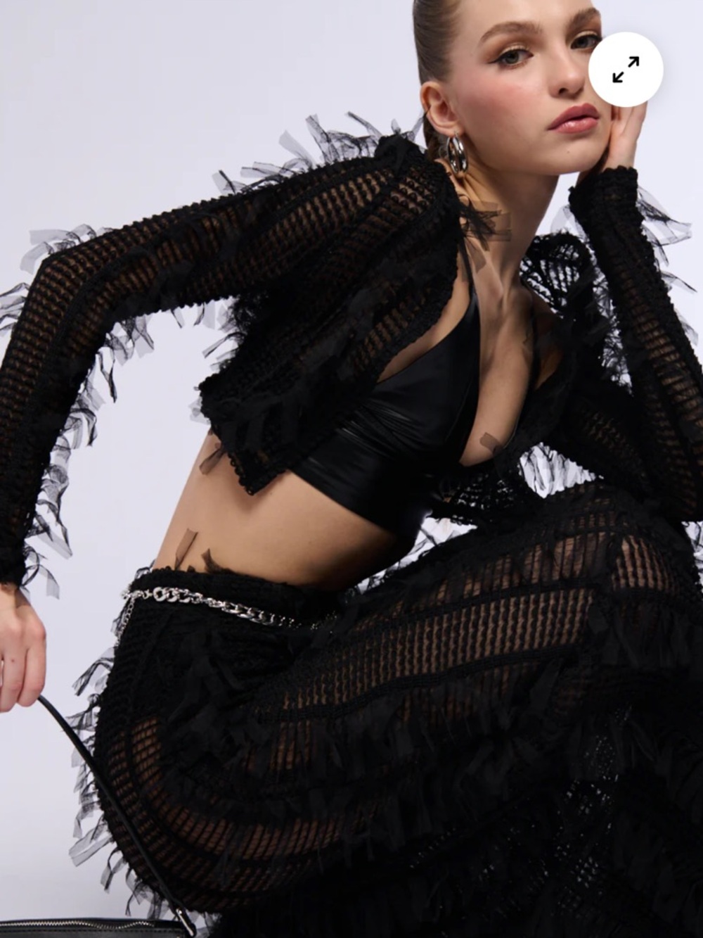 AKIRA Black Sheer Open-Front Bolero XL